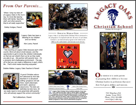 Legacy Oaks Christian School Brochure